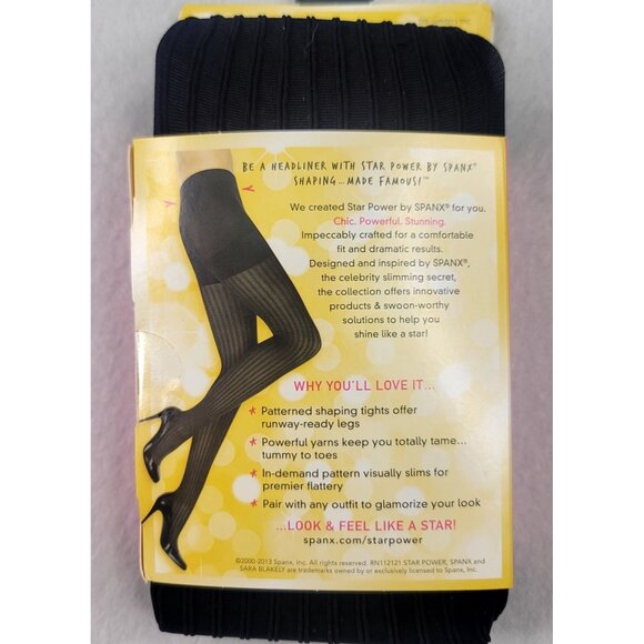 Star 1699 By Spanx Center Stage Patterned Shaping Tights Ribbed Row Size E Black - Picture 3 of 4